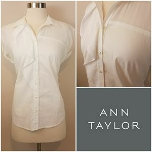 Ann Taylor Ivory Button Down Blouse